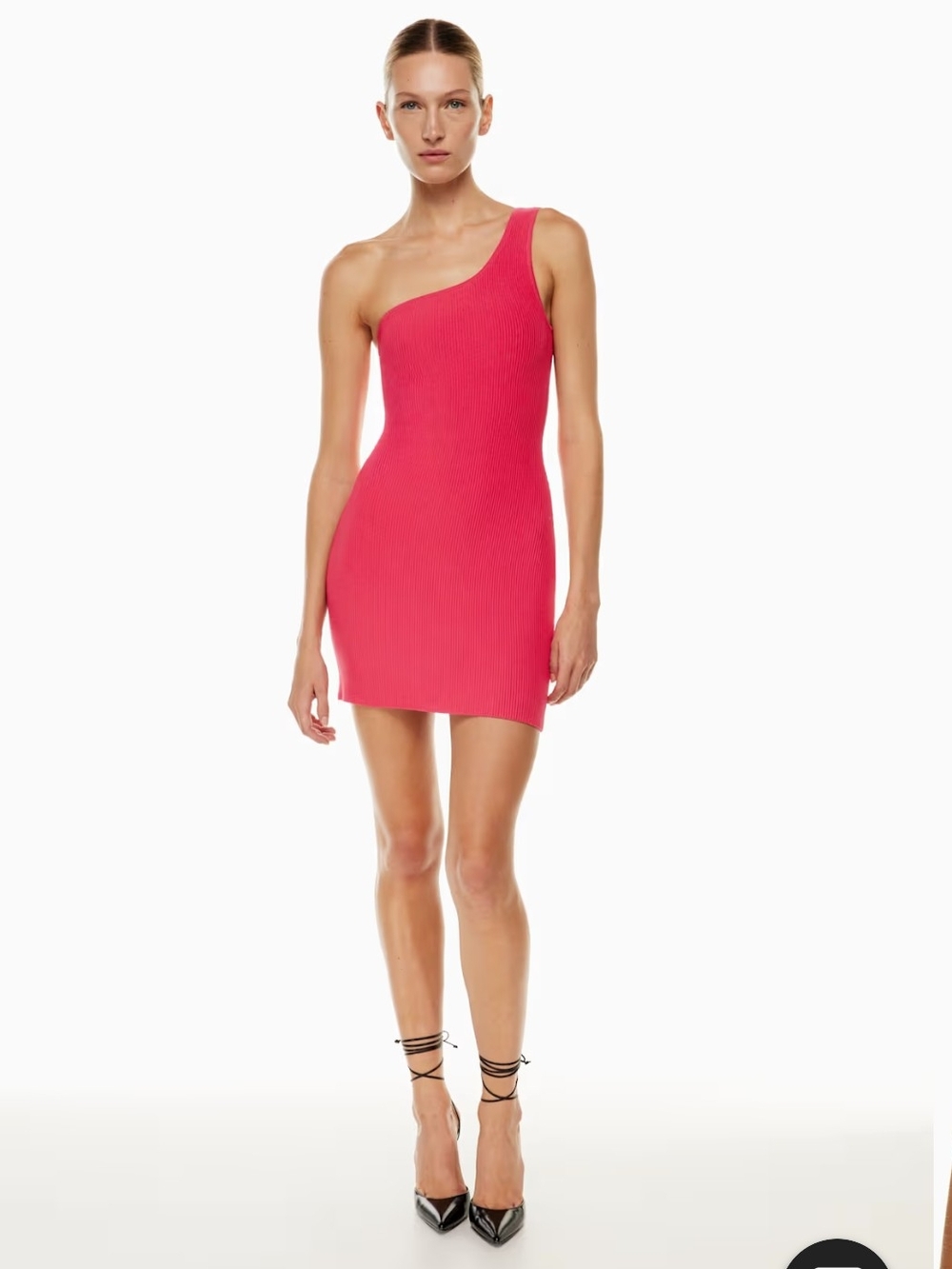 NWOT Aritzia Babaton Sculpt Knit One-Shoulder Ribbed Mini Dress